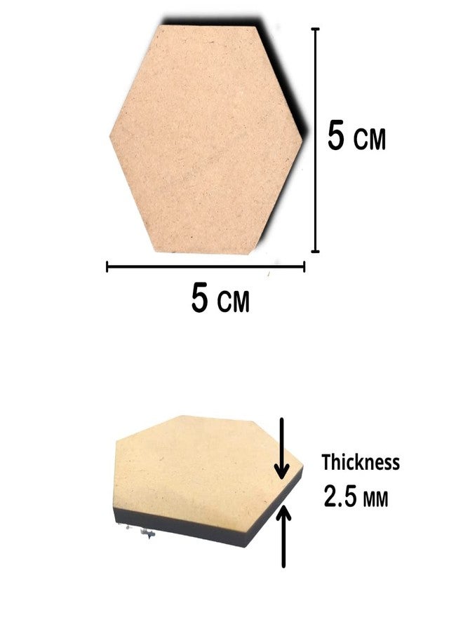 ROOT KRAFT 50pcs Hexagon Wooden Pine MDF Cutouts Unfinished Tags for Key Chain,Slices Crafts,Xmas Holiday Hanging Decorations,Painting Wood Craft,MDF Plains,Resin Art Work (5x5 cm) - Image 3